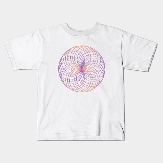 Purple & Rose Gold Spirograph Mandala Kids T-Shirt by LozzieElizaDesigns